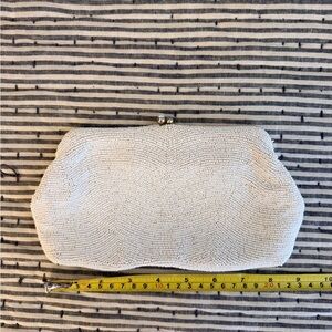 White Beaded Women's Clutch Purse